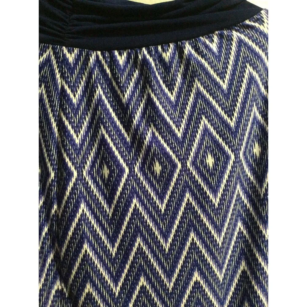 Apt. 9 Size Large high waist maxi skirt stretch print blue Chevrons
